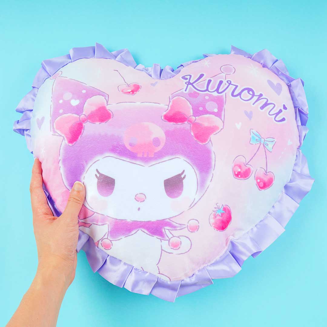 Kuromi & Cherries Heart-Shaped Cushion
