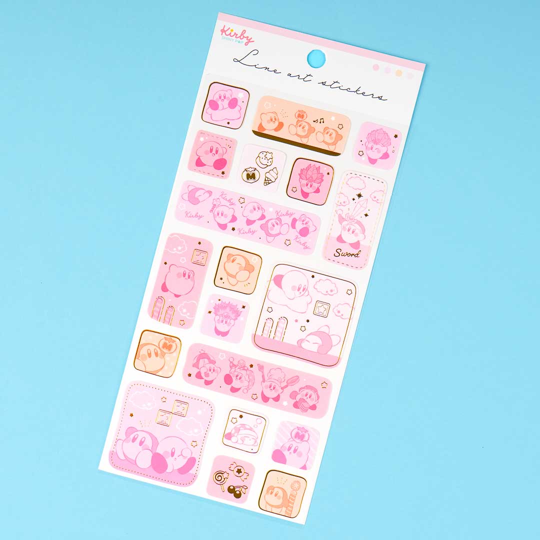 Kirby & Waddle Dee Line Art Stickers