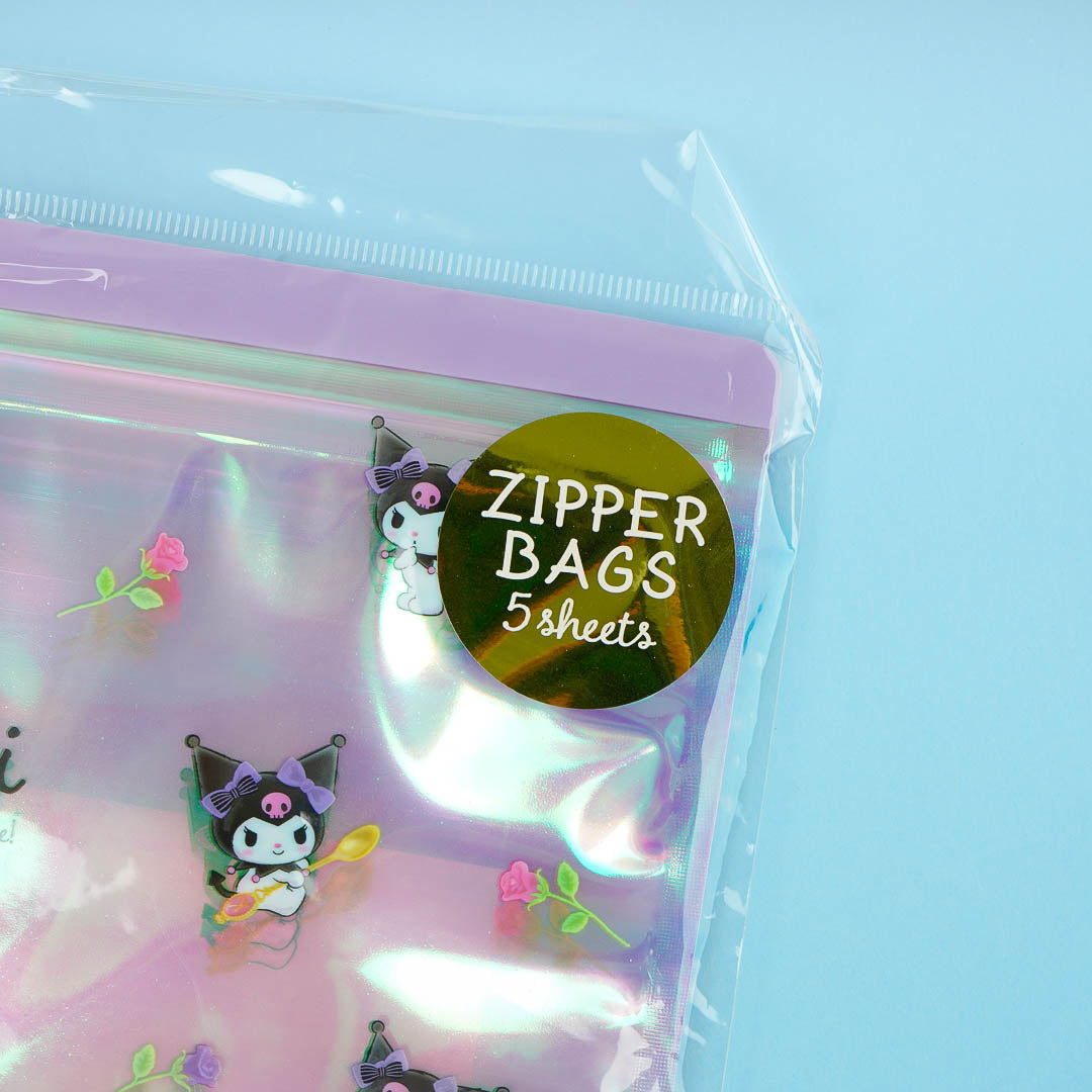 Kuromi Aurora Holographic Zip Bag Set - 5 Pcs