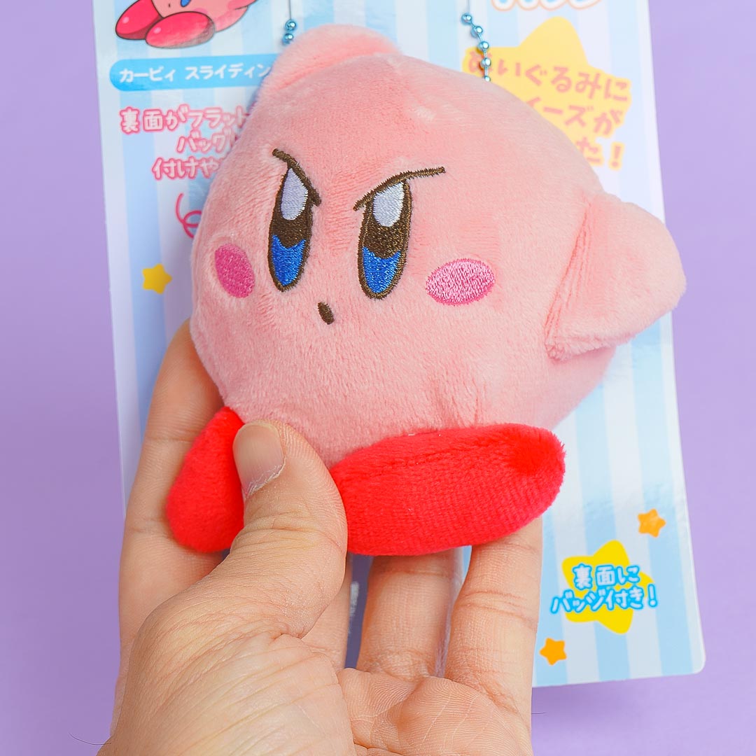 Kirby Serious Slide Plushie & Badge - Medium