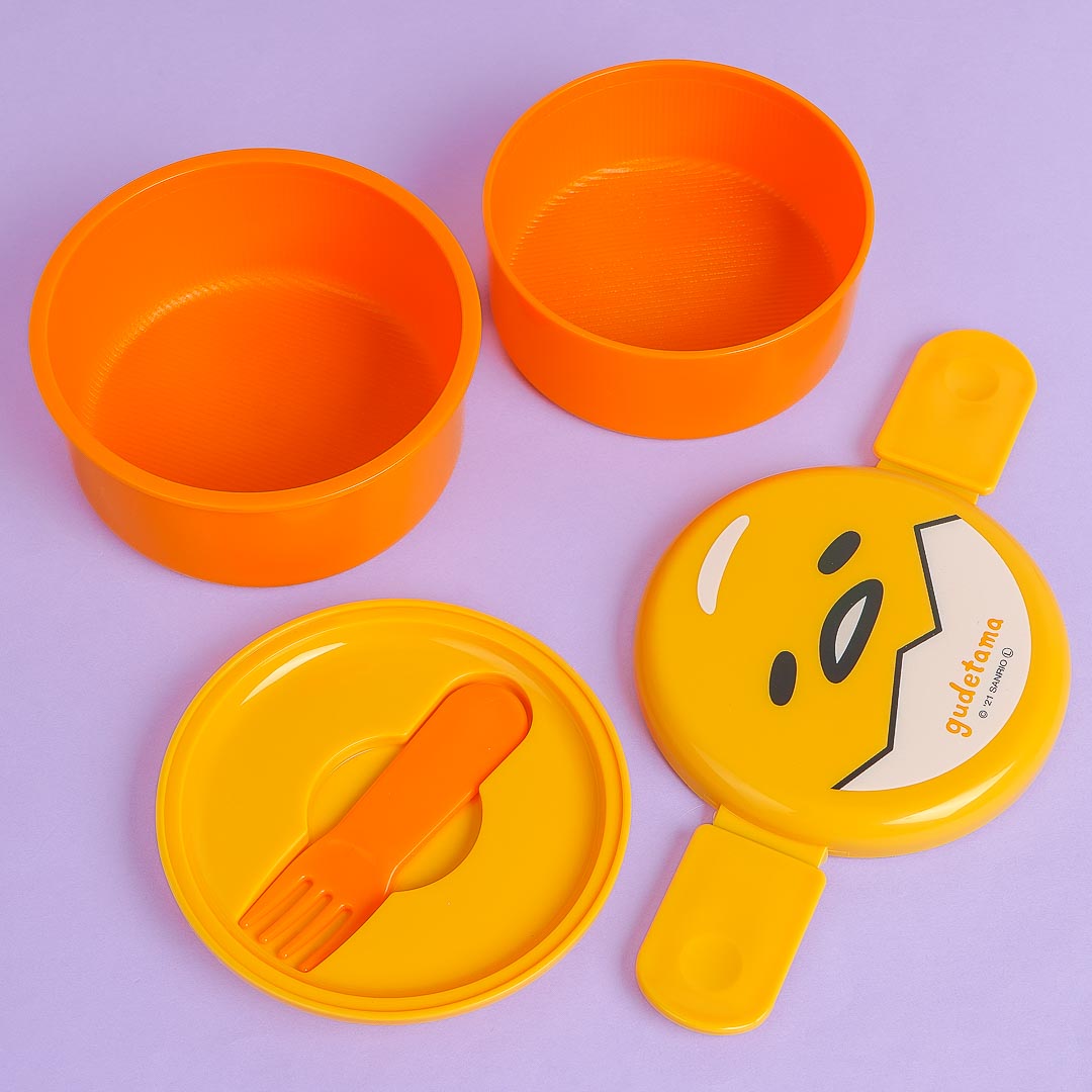 Gudetama Lazy Egg Double Layer Lunch Box With Fork