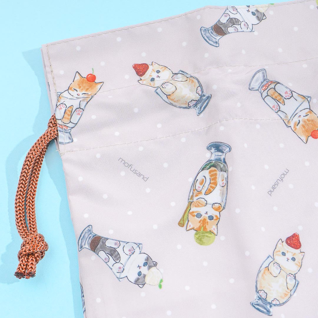Mofusand Cat Parfait Drawstring Lunch Bag