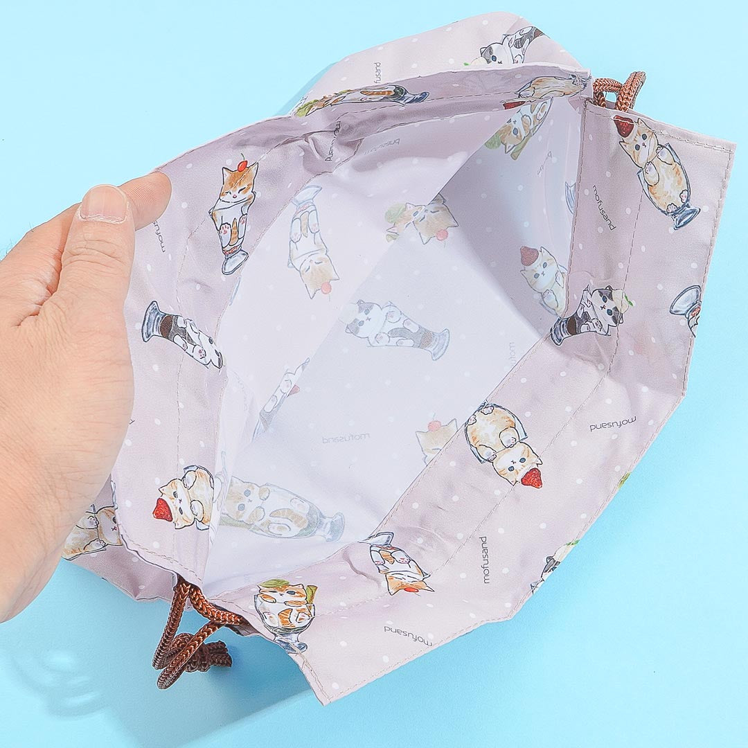 Mofusand Cat Parfait Drawstring Lunch Bag