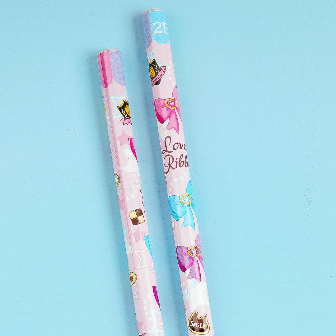 Lovely Ribbon 2B Pencil Set - 2 Pcs / Pink