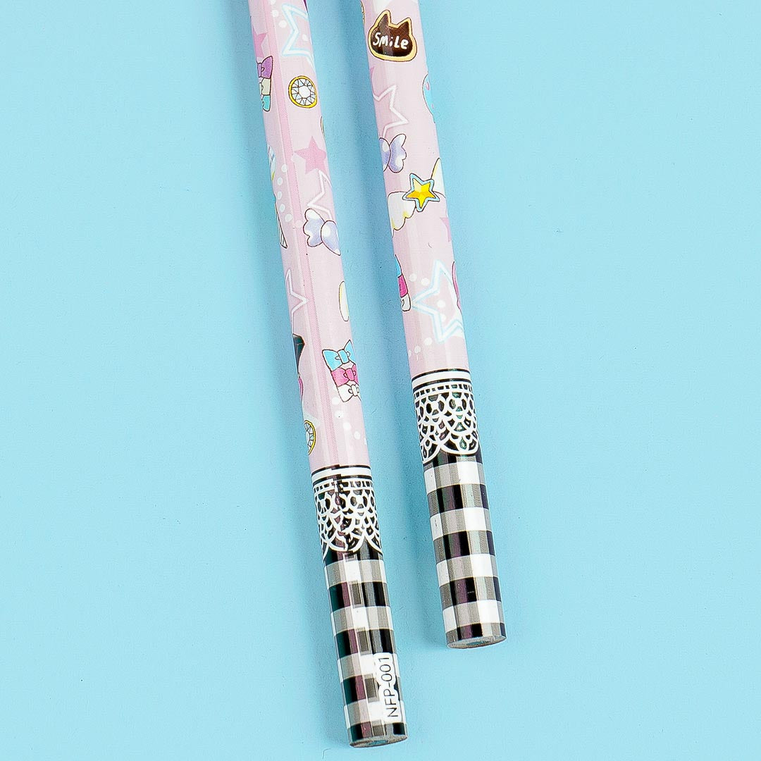 Lovely Ribbon 2B Pencil Set - 2 Pcs / Pink
