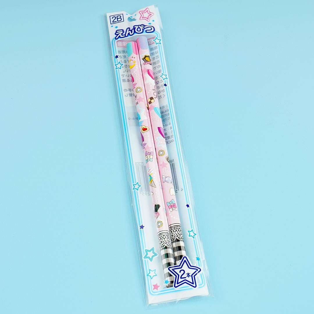 Lovely Ribbon 2B Pencil Set - 2 Pcs / Pink