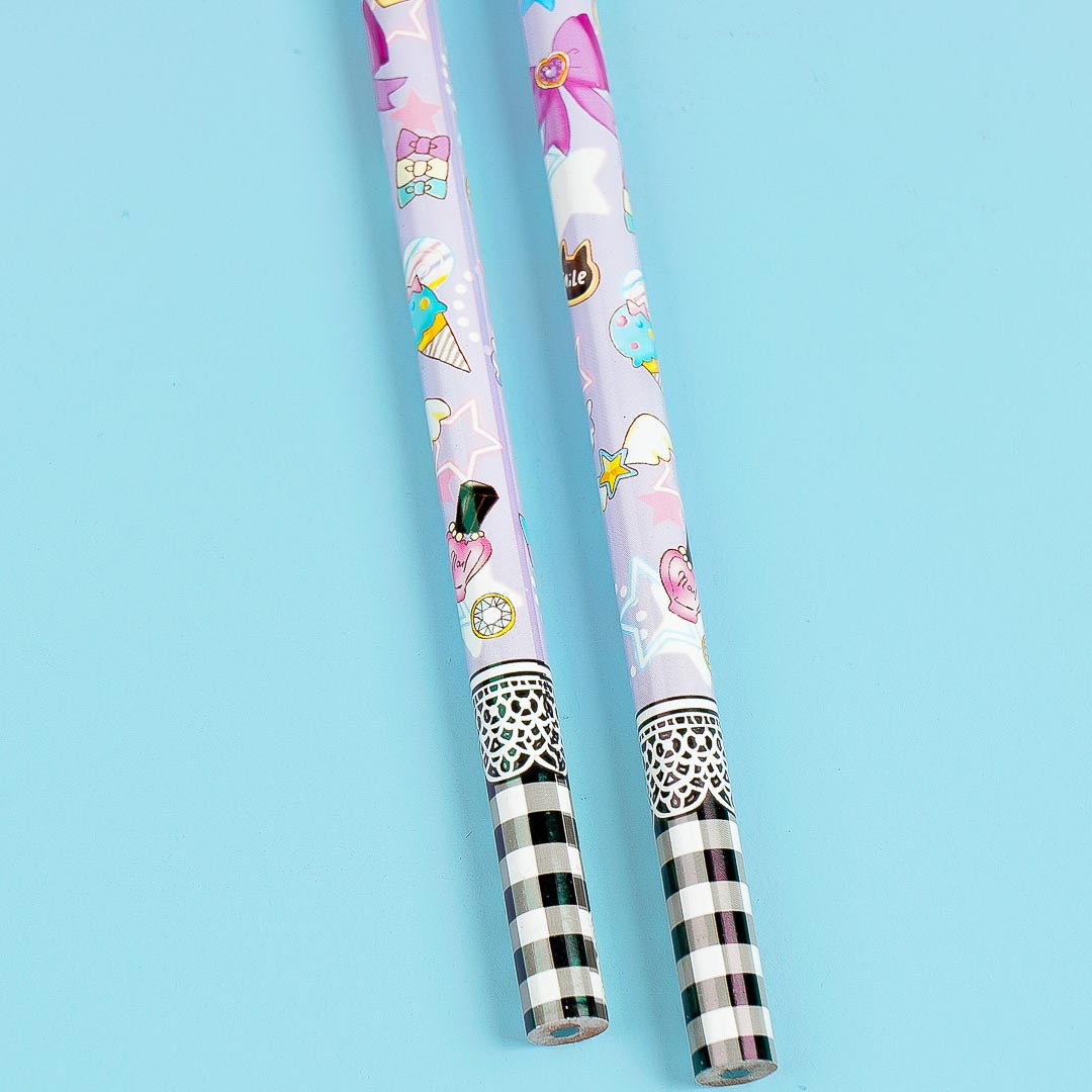 Lovely Ribbon 2B Pencil Set - 2 Pcs / Purple