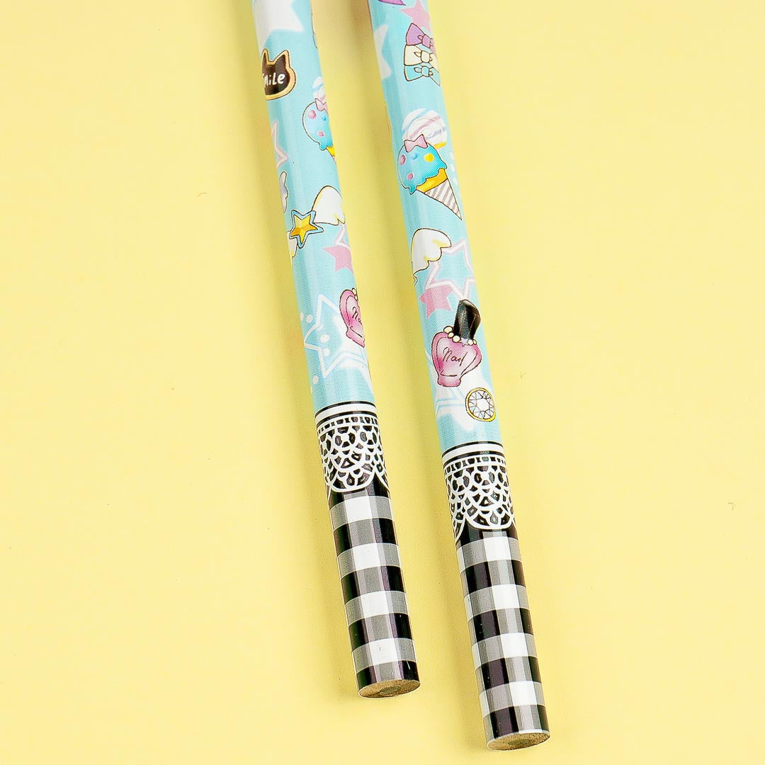 Lovely Ribbon 2B Pencil Set - 2 Pcs / Blue