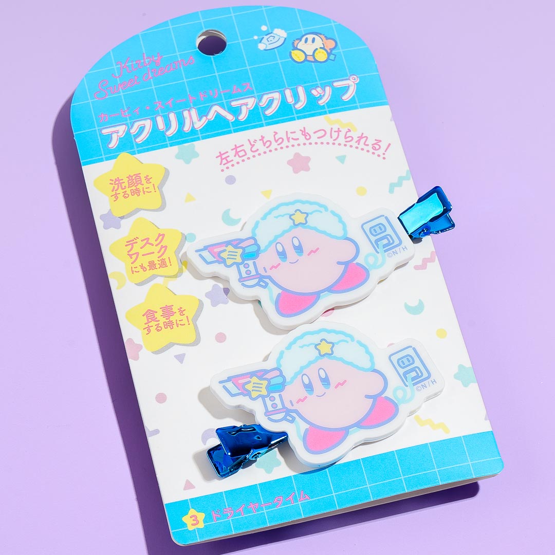 Kirby Sweet Dreams Acrylic Hair Clips - Dryer Time