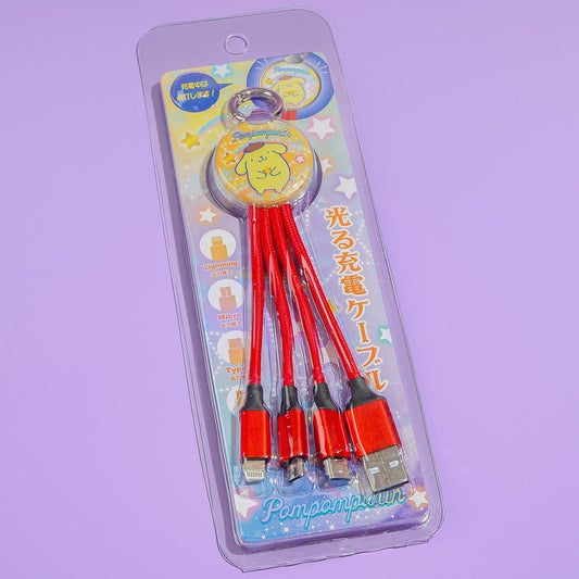 Pompompurin Glow-In-The-Dark Multi-Charging Cable & Keychain