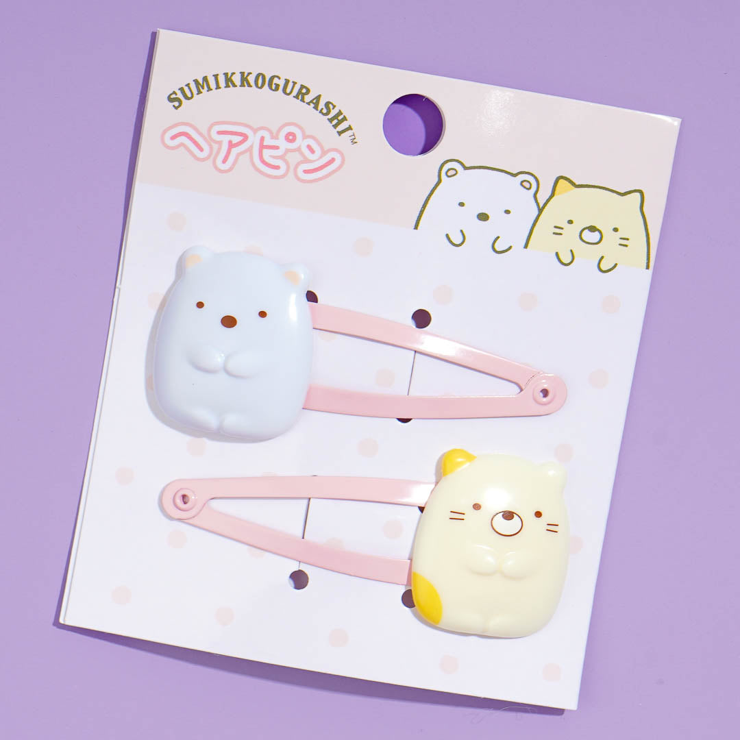 Sumikko Gurashi Snap-On Hair Clip Set - Shirokuma & Neko