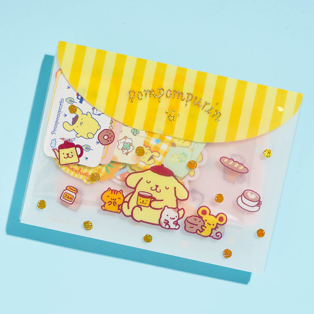 Pompompurin Cafe Sticker Set With Case