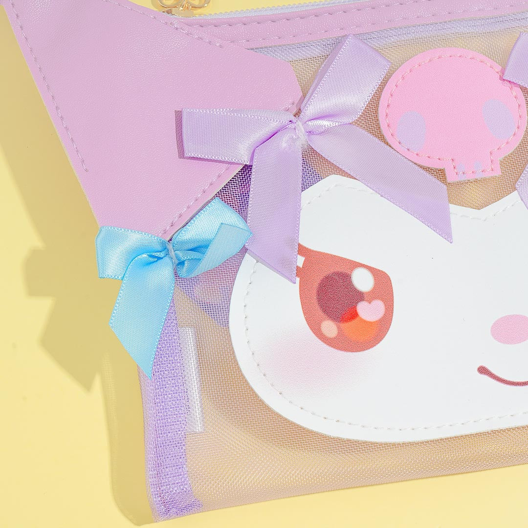 Kuromi Ribbon Ears Mesh Pouch