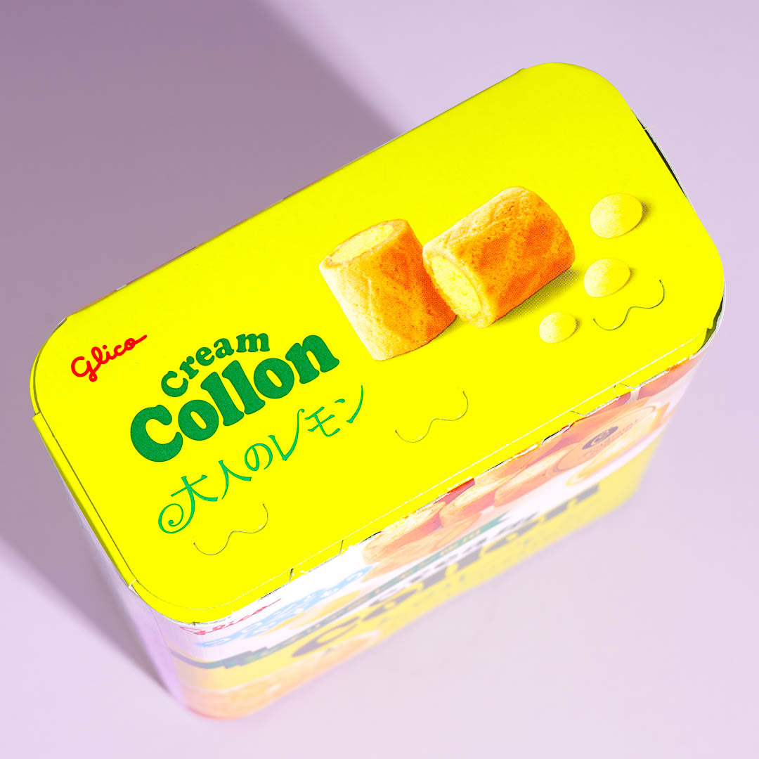 Glico Cream Collon Biscuit Rolls - Lemon