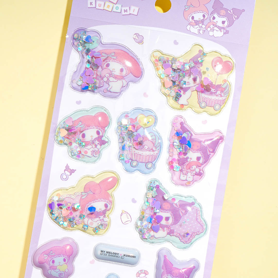 My Melody And Kuromi Glittery Water Stickers
