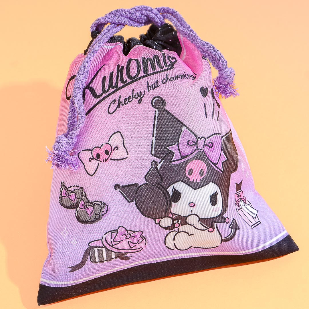 Kuromi Charm Drawstring Bag