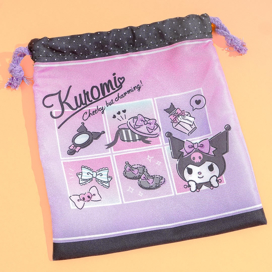Kuromi Charm Drawstring Bag