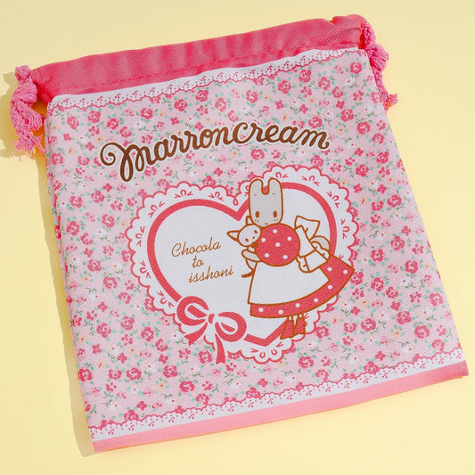 Marron Cream Roses Drawstring Bag