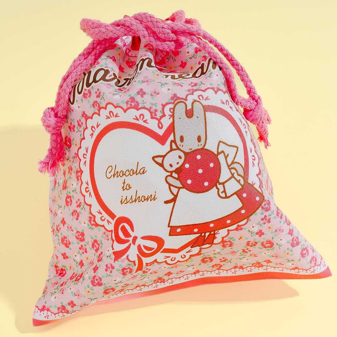Marron Cream Roses Drawstring Bag