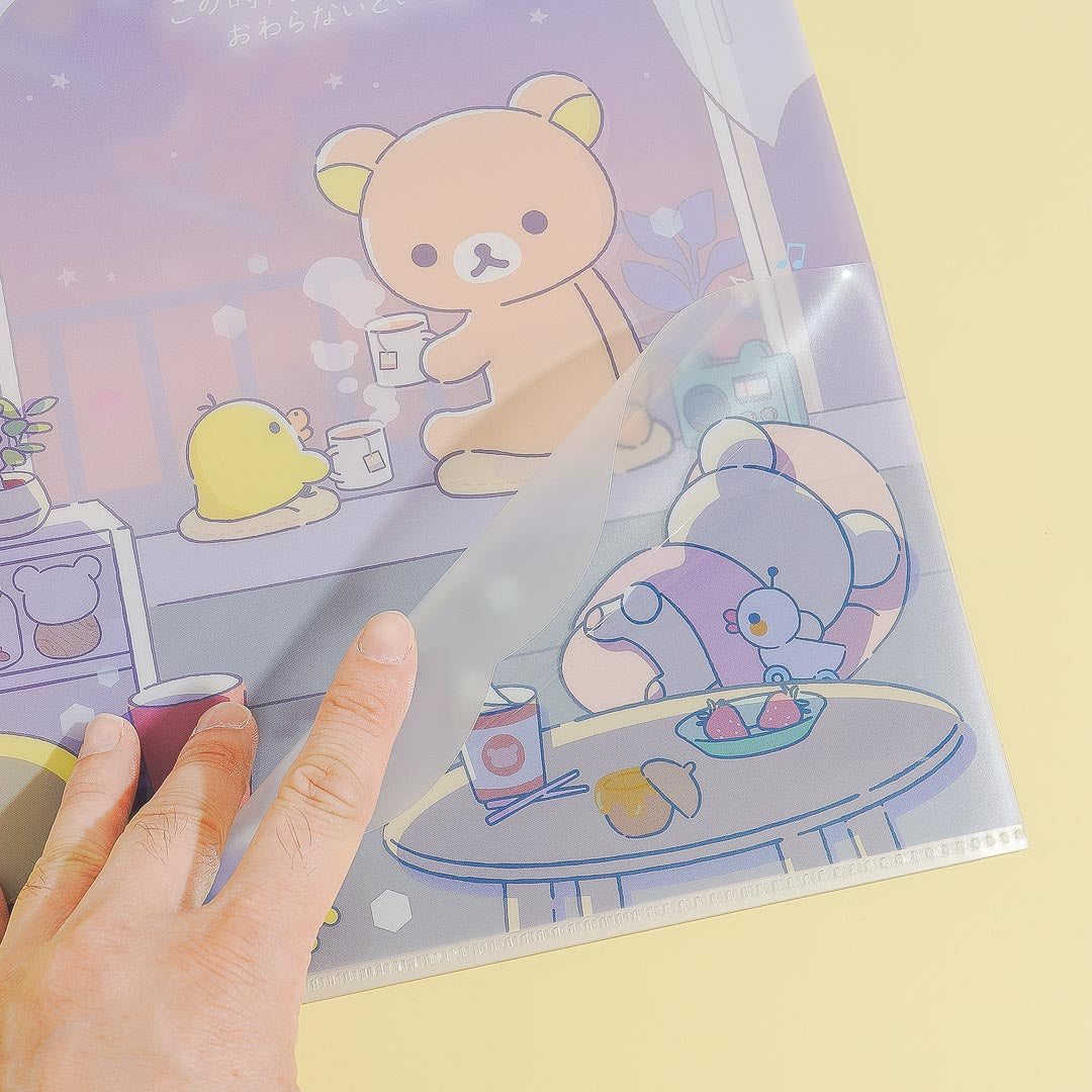 Rilakkuma Sleepy Tea Clear File Folder