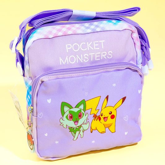 Pokemon Gingham Shoulder Bag With Acrylic Charm