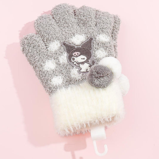 Kuromi Polka Dot Winter Gloves