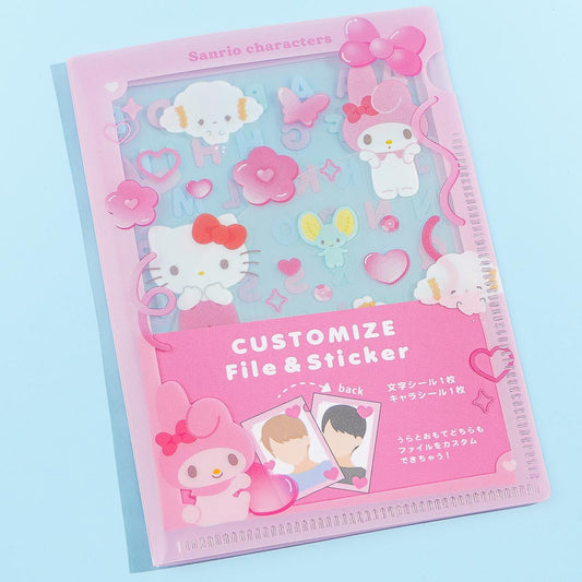 Sanrio Characters Customized Mini Clear File & Sticker Set - Pink