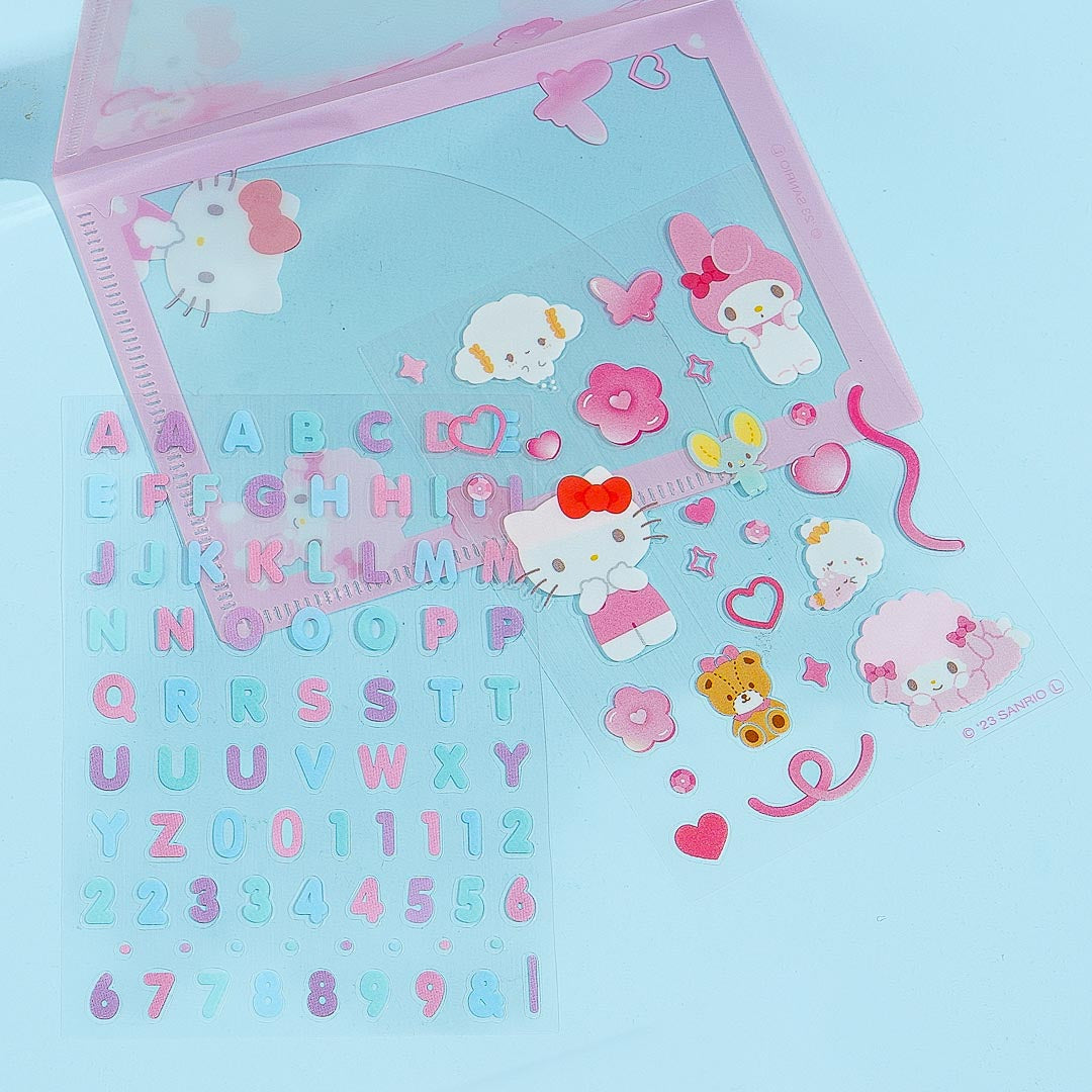 Sanrio Characters Customized Mini Clear File & Sticker Set - Pink