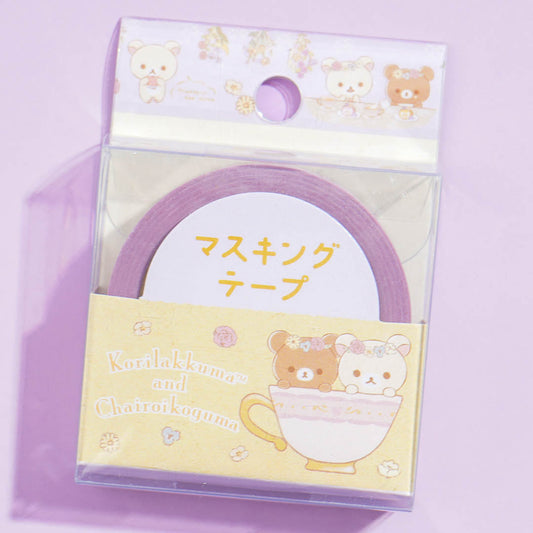 Korilakkuma & Chairoikoguma Flower Tea Time Glittery Washi Tape
