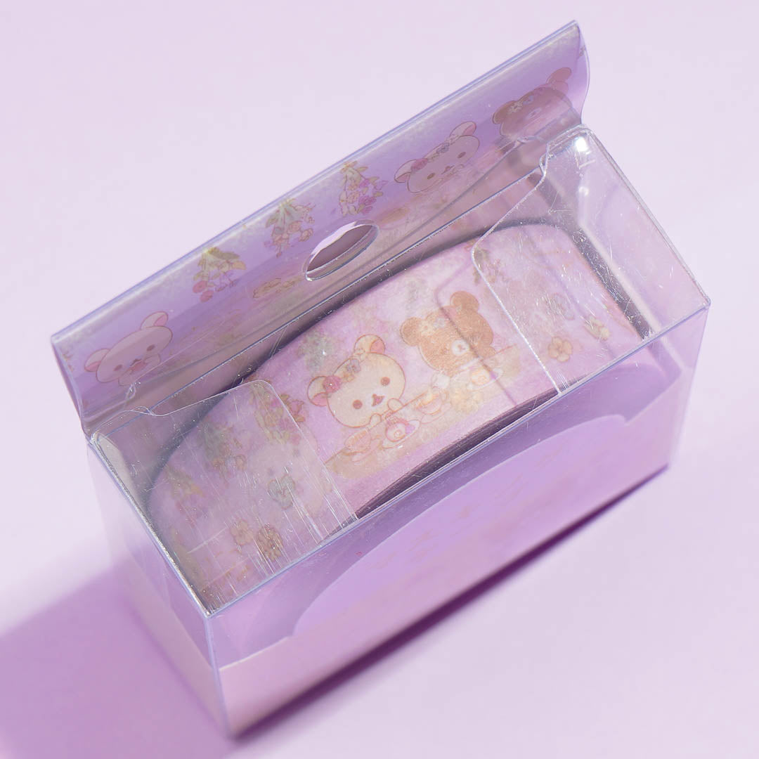 Korilakkuma & Chairoikoguma Flower Tea Time Glittery Washi Tape