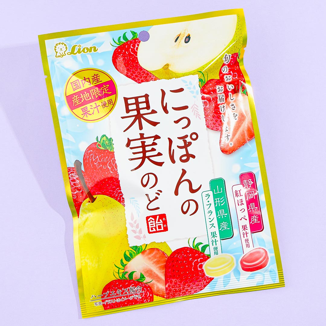 Lion Japanese Fruits Throat Lozenges - La France Pear & Beni Hoppe Strawberry