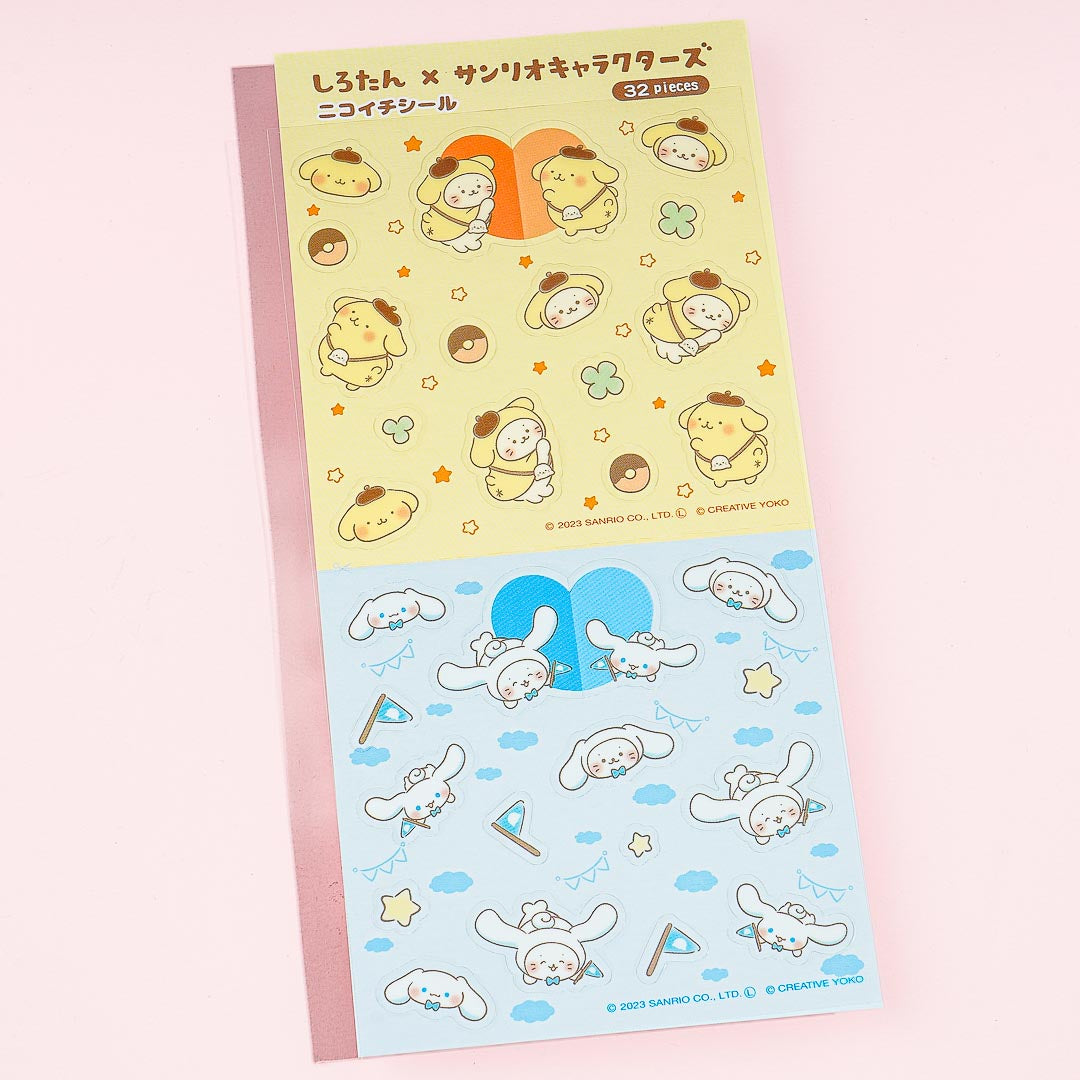 Sanrio Characters x Sirotan Sticker Sheet - Pompompurin & Cinnamoroll