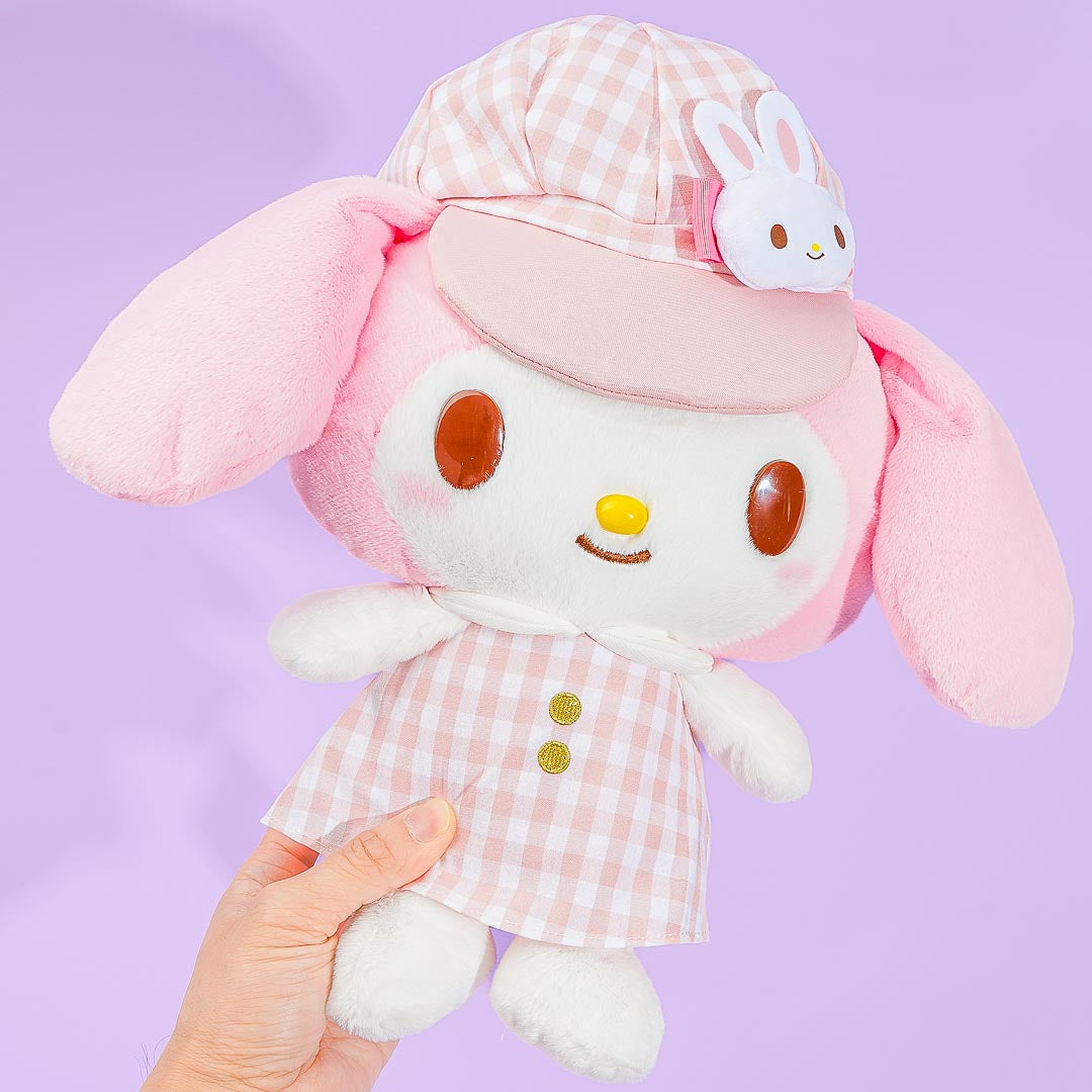 My Melody Gingham Newsboy Cap Plushie - Big