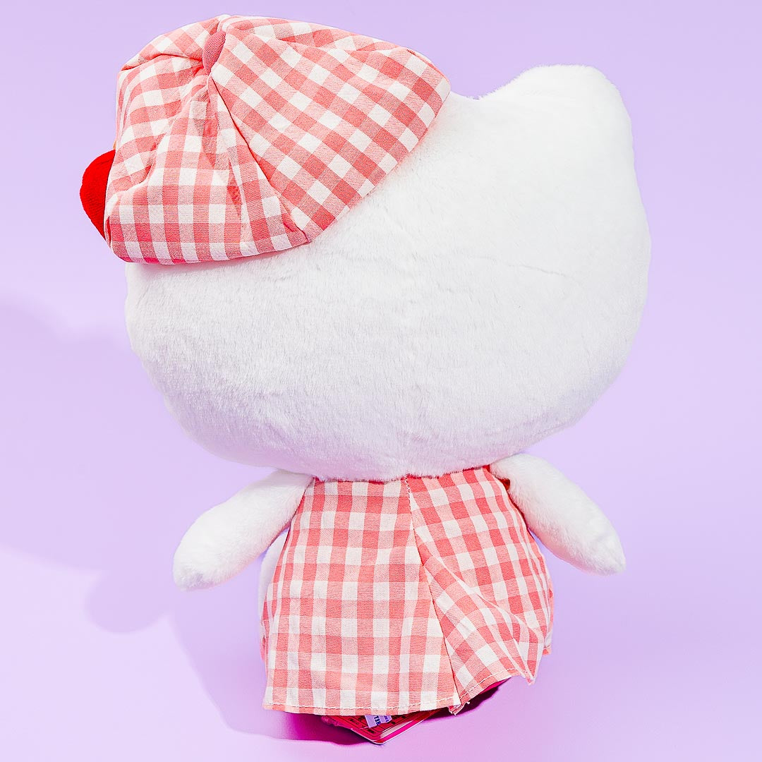 Hello Kitty Gingham Newsboy Cap Plushie - Medium