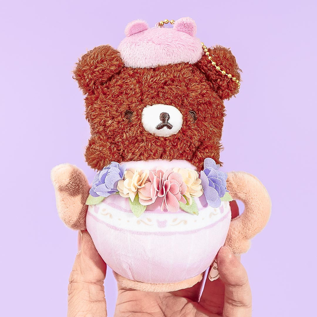Rilakkuma Flower Tea Time Plushie - Chairoikoguma / Medium