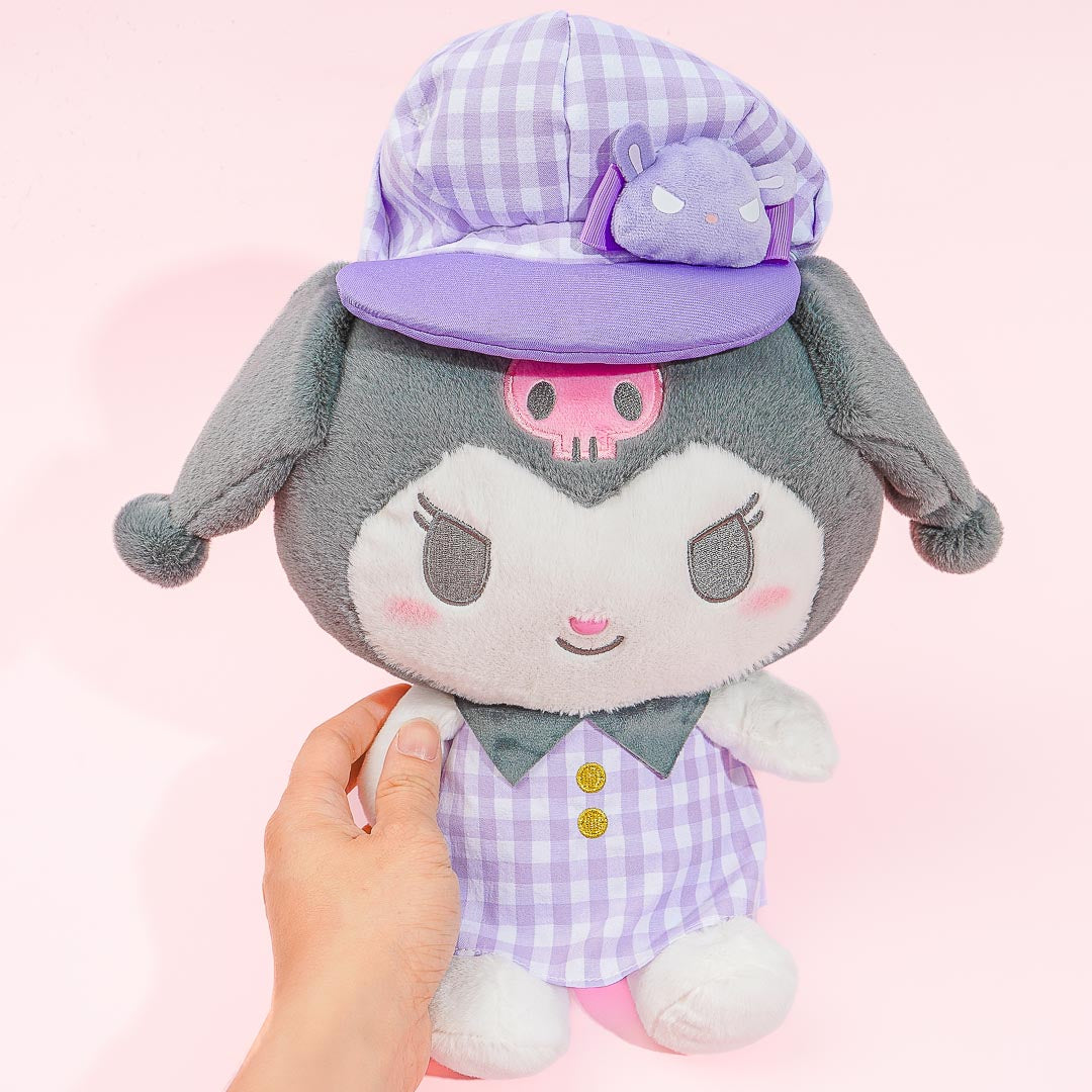 Kuromi Gingham Newsboy Cap Plushie - Big