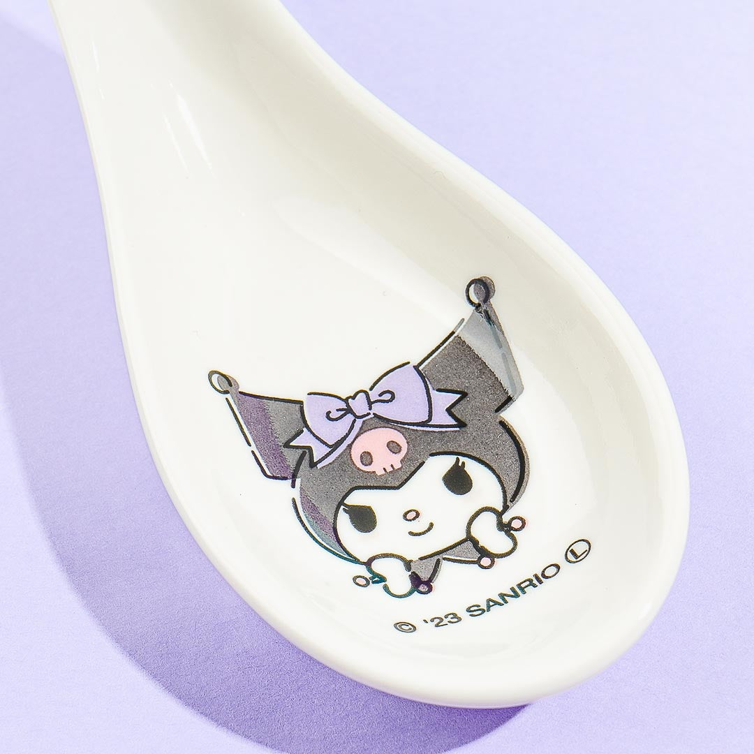 Kuromi Purple Ribbon Porcelain Spoon