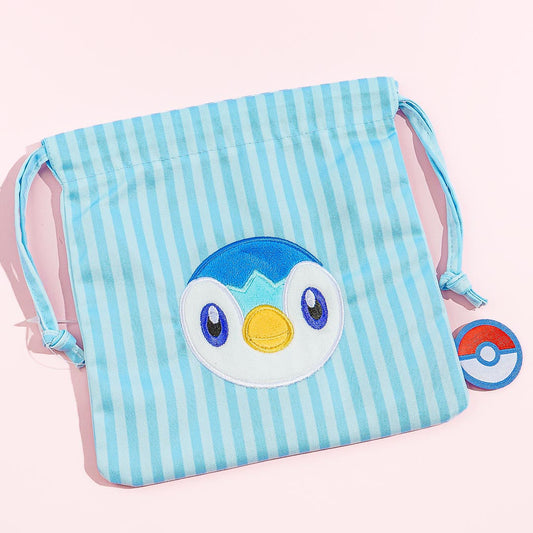 Pokemon Striped Drawstring Pouch - Piplup