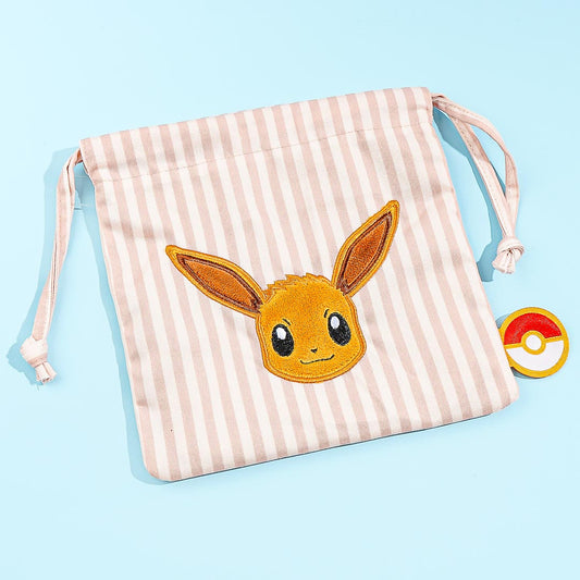 Pokemon Striped Drawstring Pouch - Eevee