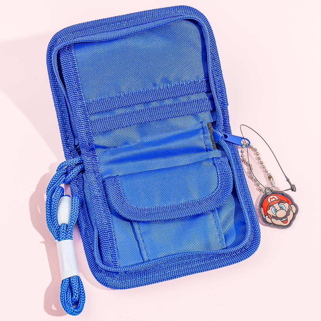 Super Mario Bi-Fold Wallet With Neck Strap - Navy Blue