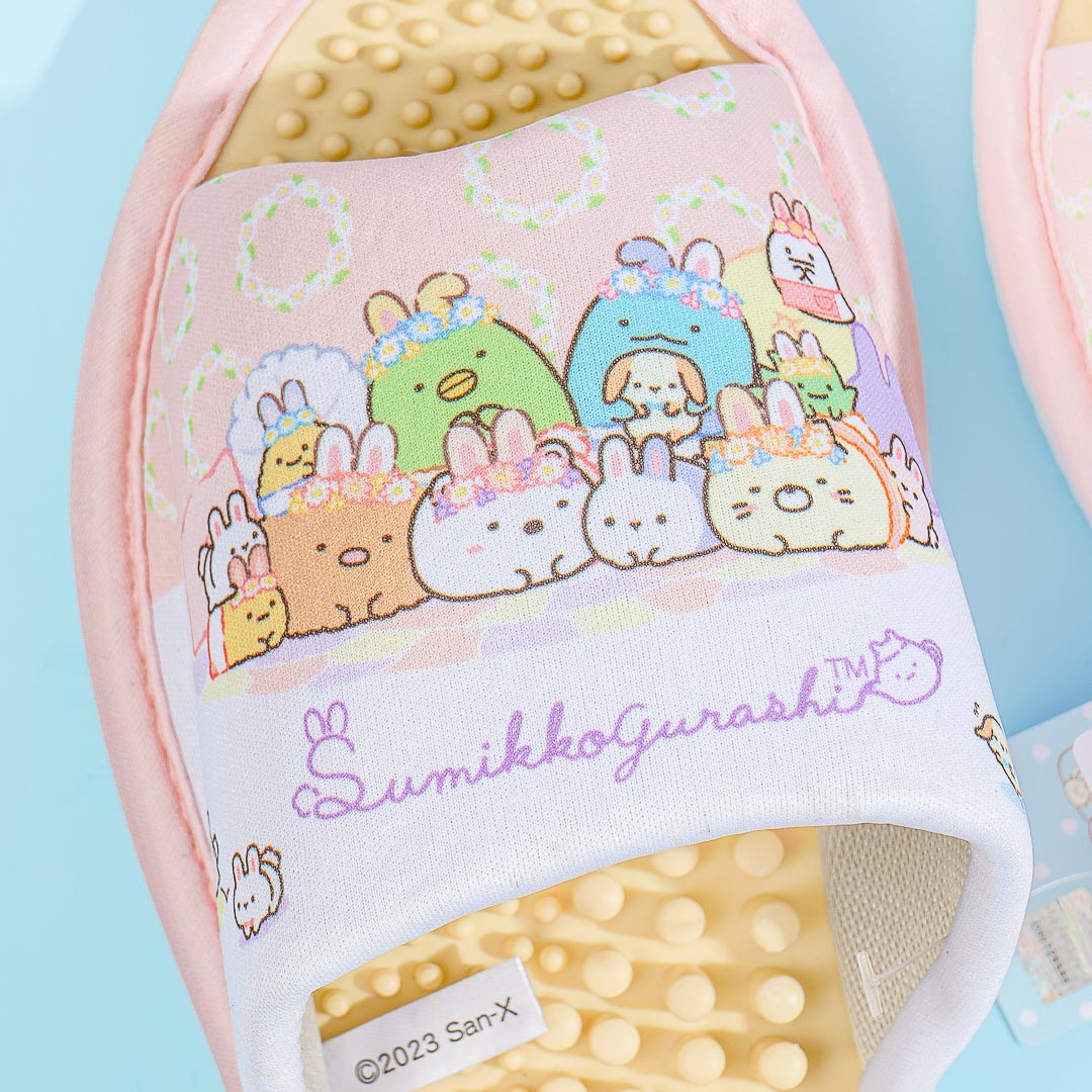Sumikko Gurashi Spring Bunnies Accupressure Slippers -  Light Pink