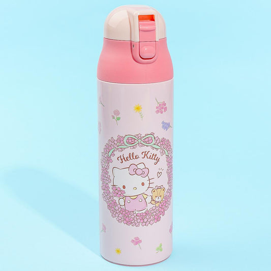 Hello Kitty Pink Floral Harvest One-Push Thermal Bottle