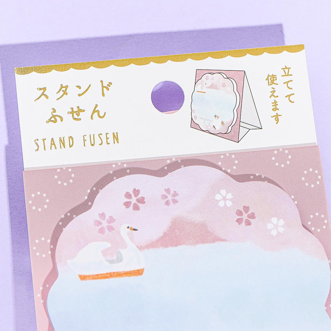 Sakura Lake View Neko Sticky Notes With Stand