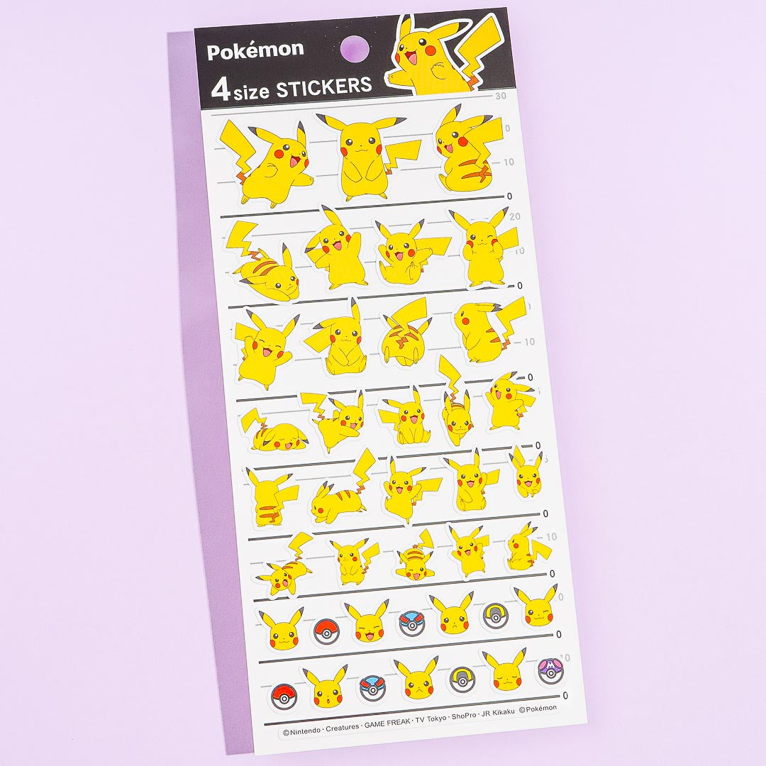 Pokemon Pikachu 4-Size Stickers