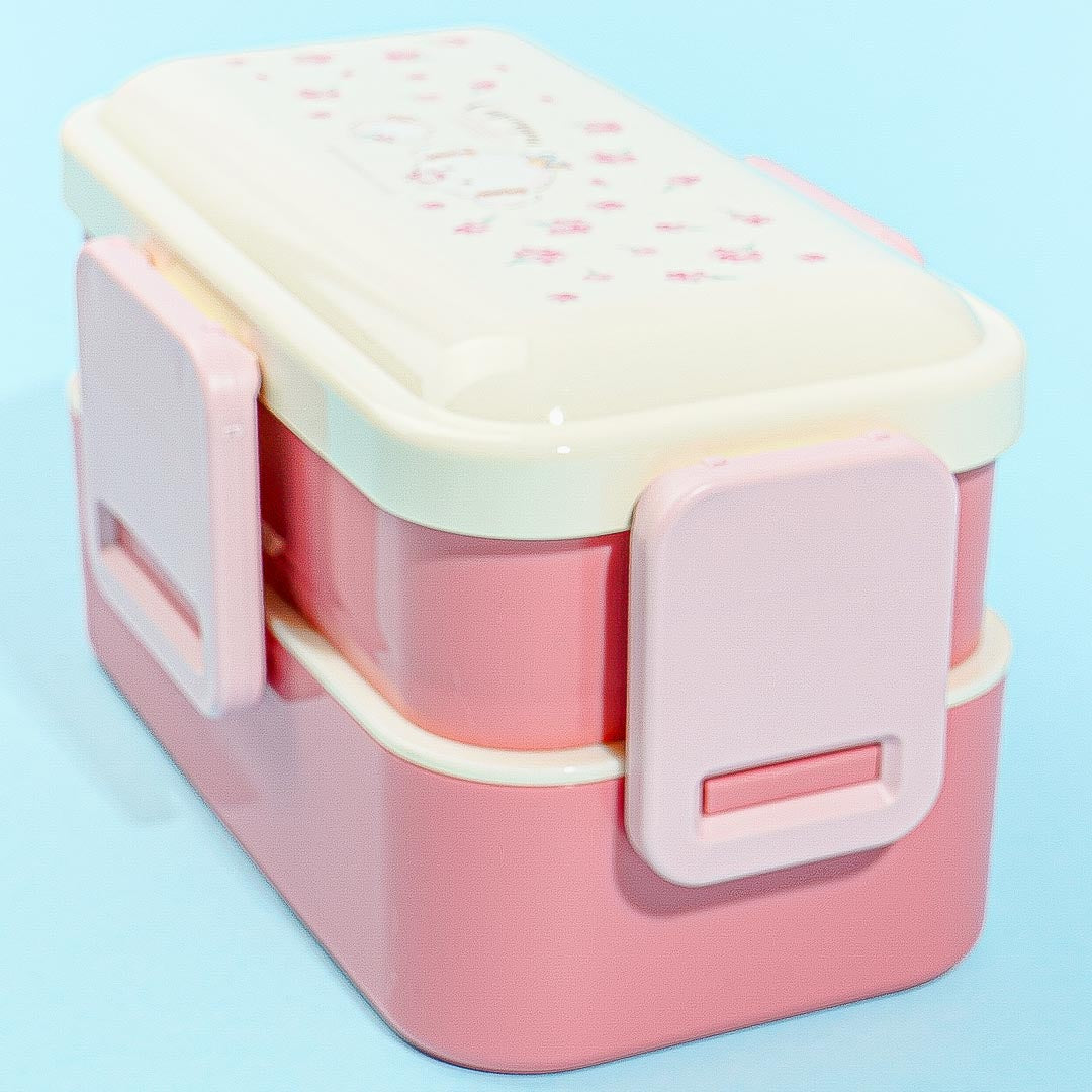 Cogimyun Flower Wreath Two-Tiered Stackable Bento Set