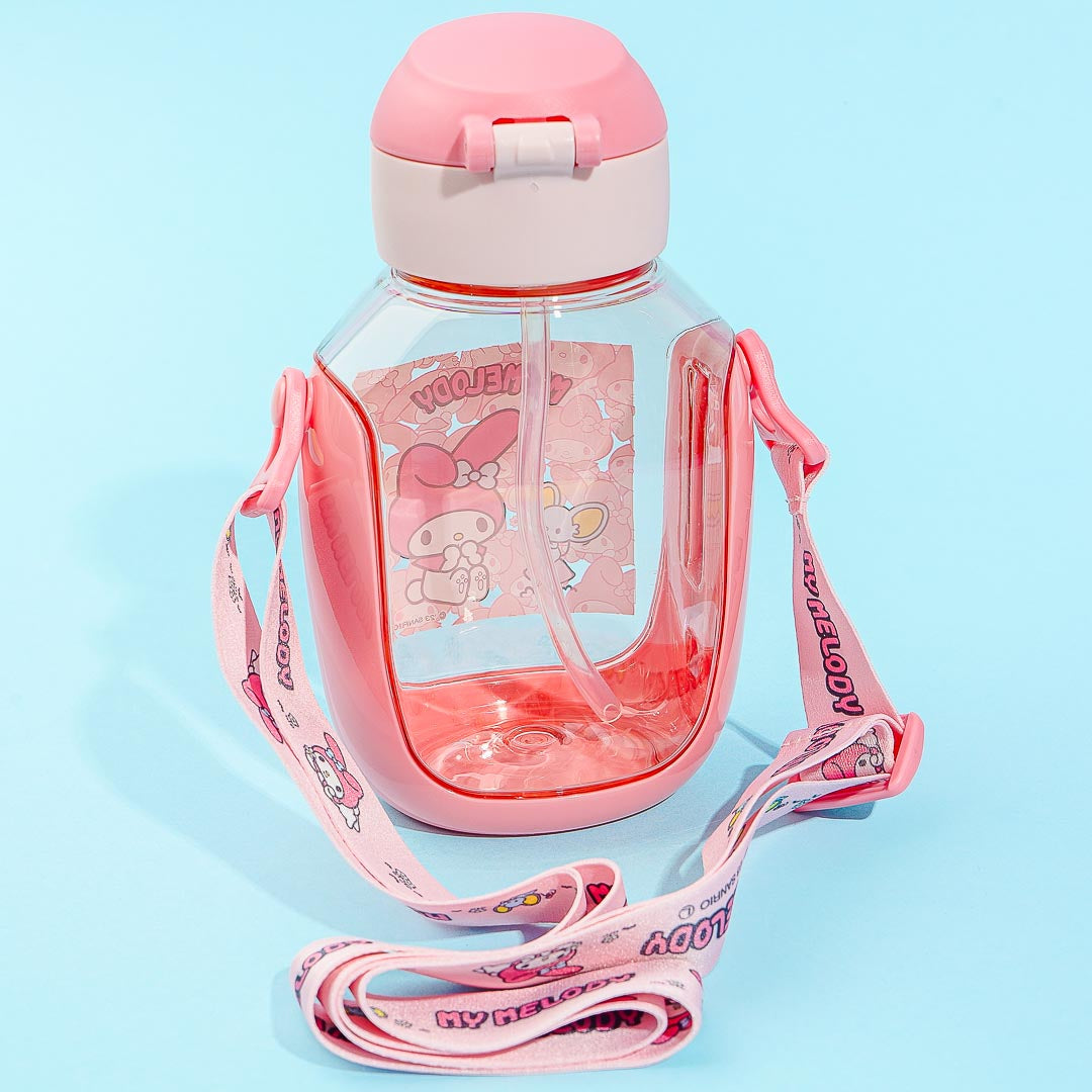 My Melody Ushiro Shiro One-Push Bottle With Straw