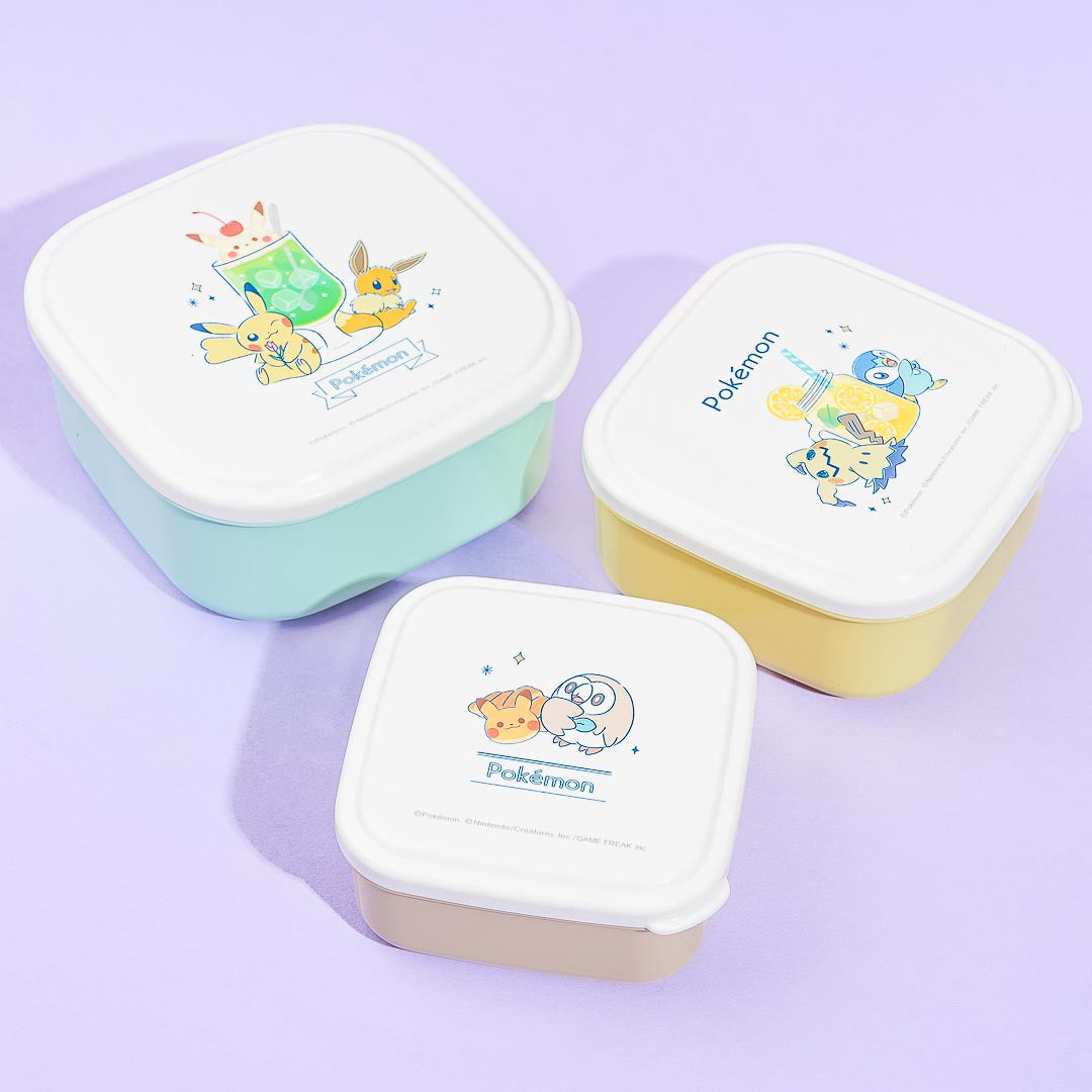 Pokemon Happy Drink Square Food Container Set - 3 pcs