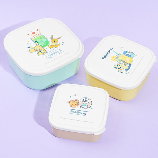 Pokemon Happy Drink Square Food Container Set - 3 pcs