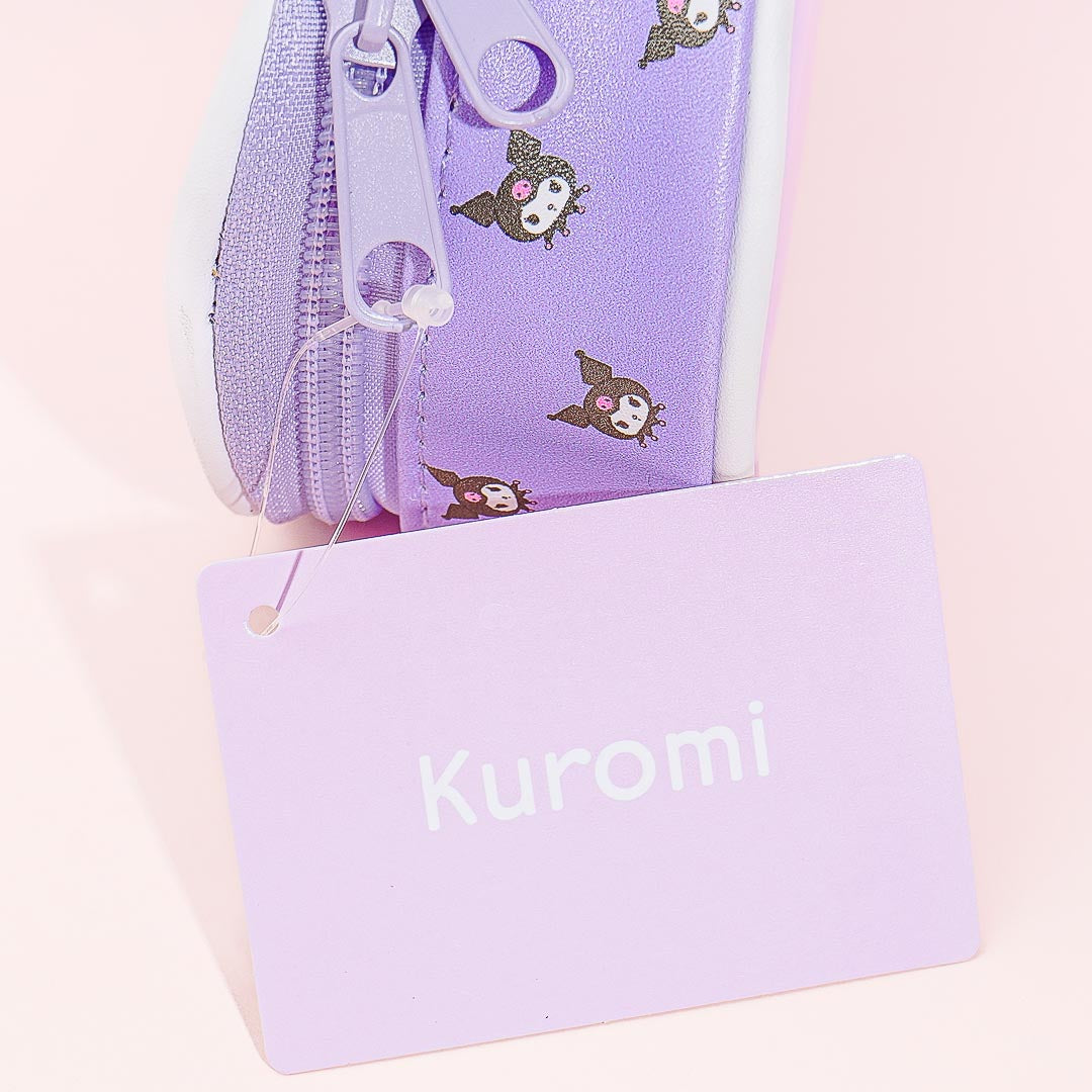 Kuromi Clear Window Oblong Pen Case With Mesh Pouch