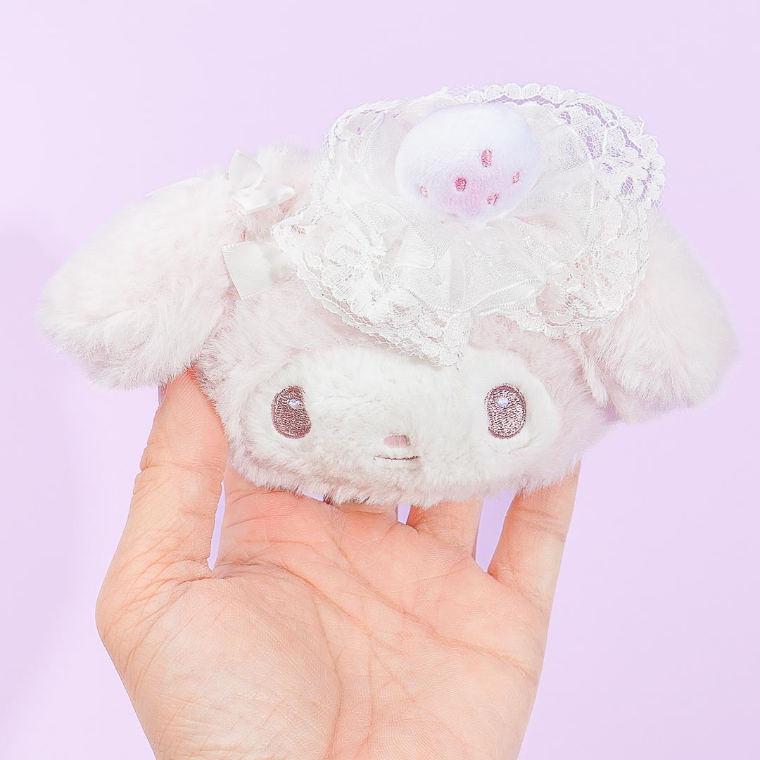 My Melody White Strawberry Tea Time Plushie Face Pouch